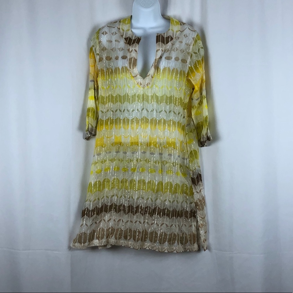 Echo Design sheer Cotton Y-neck tunic NWT M
